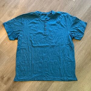 Beverly Hills Polo Club Men's Short Sleeve Blue Henley Shirt XXL